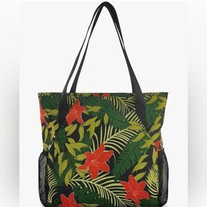 Multipurpose green/orange tropical sandproof overnight/travel duffle bag